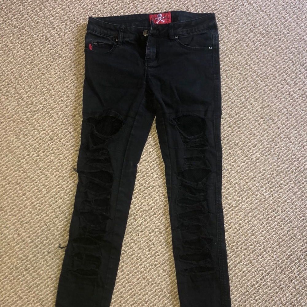 black ripped jeans